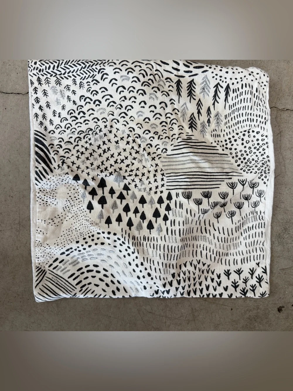 West Elm Embroidered Abstract Landscape Pillow Covers - 18x18 SET OF TWO